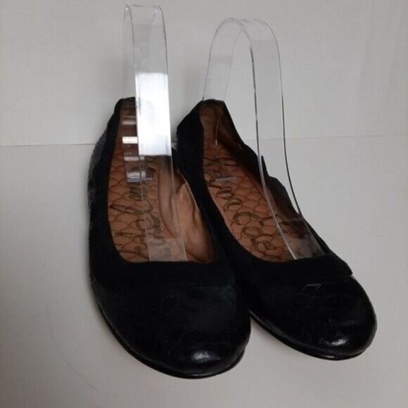 SAM EDELMAN Bina Ballet Flats Black Reptile Sz 6.5 M - Picture 6 of 12